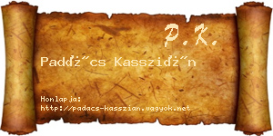 Padács Kasszián névjegykártya